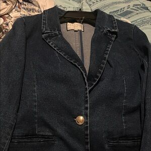Rag & Bone Navy Denim Blazer with Gold Button